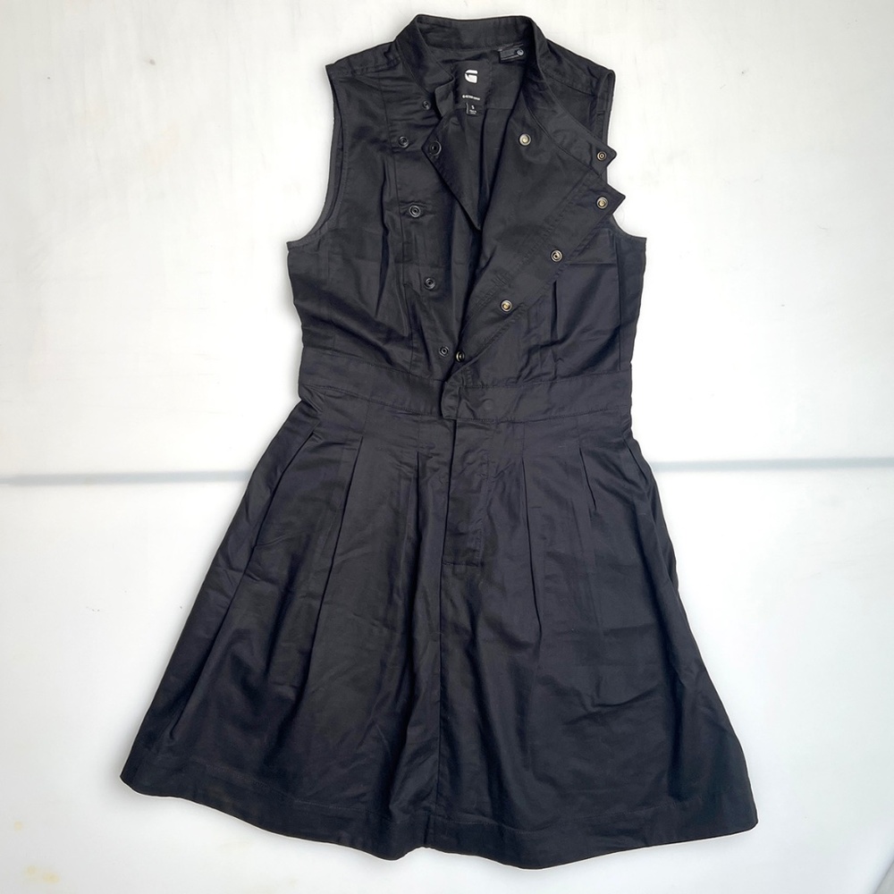 G-STAR The Hybrid Archive Deconstructed Pleated Sleeveless Shirt Dress